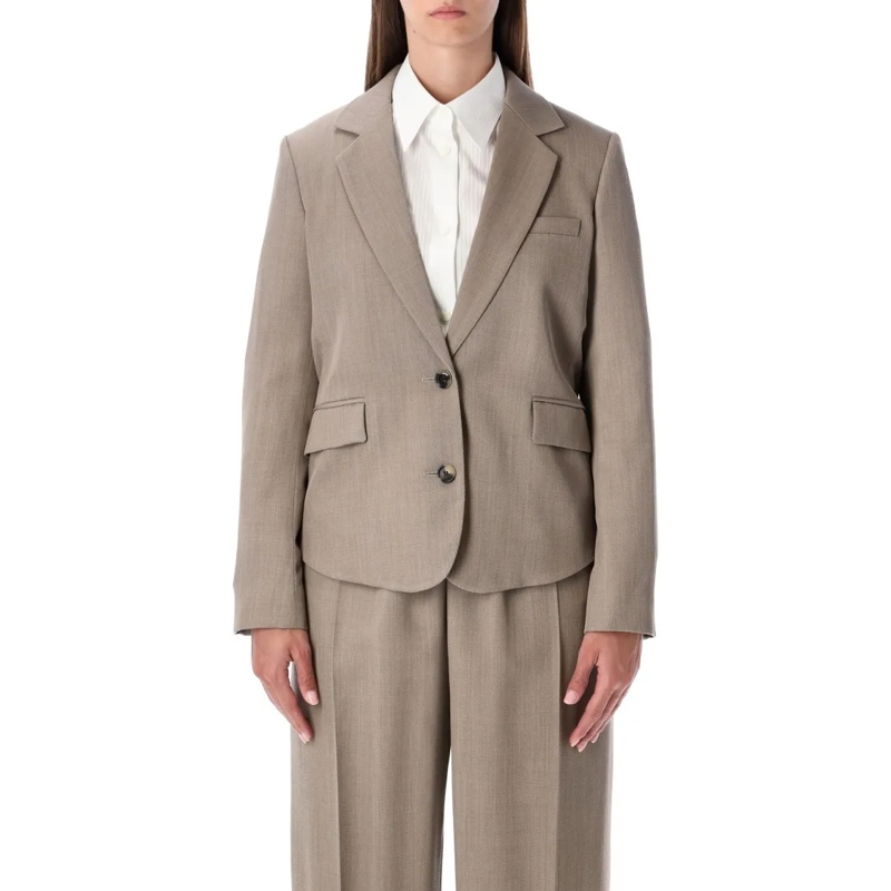 Loewe Blazer Wool Single-Breasted Jacket With Leather Belt Deta Pink