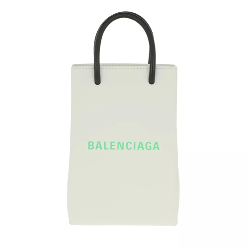 Balenciaga Phone Hold Strap Bag Leather White/Light Green Handytasche