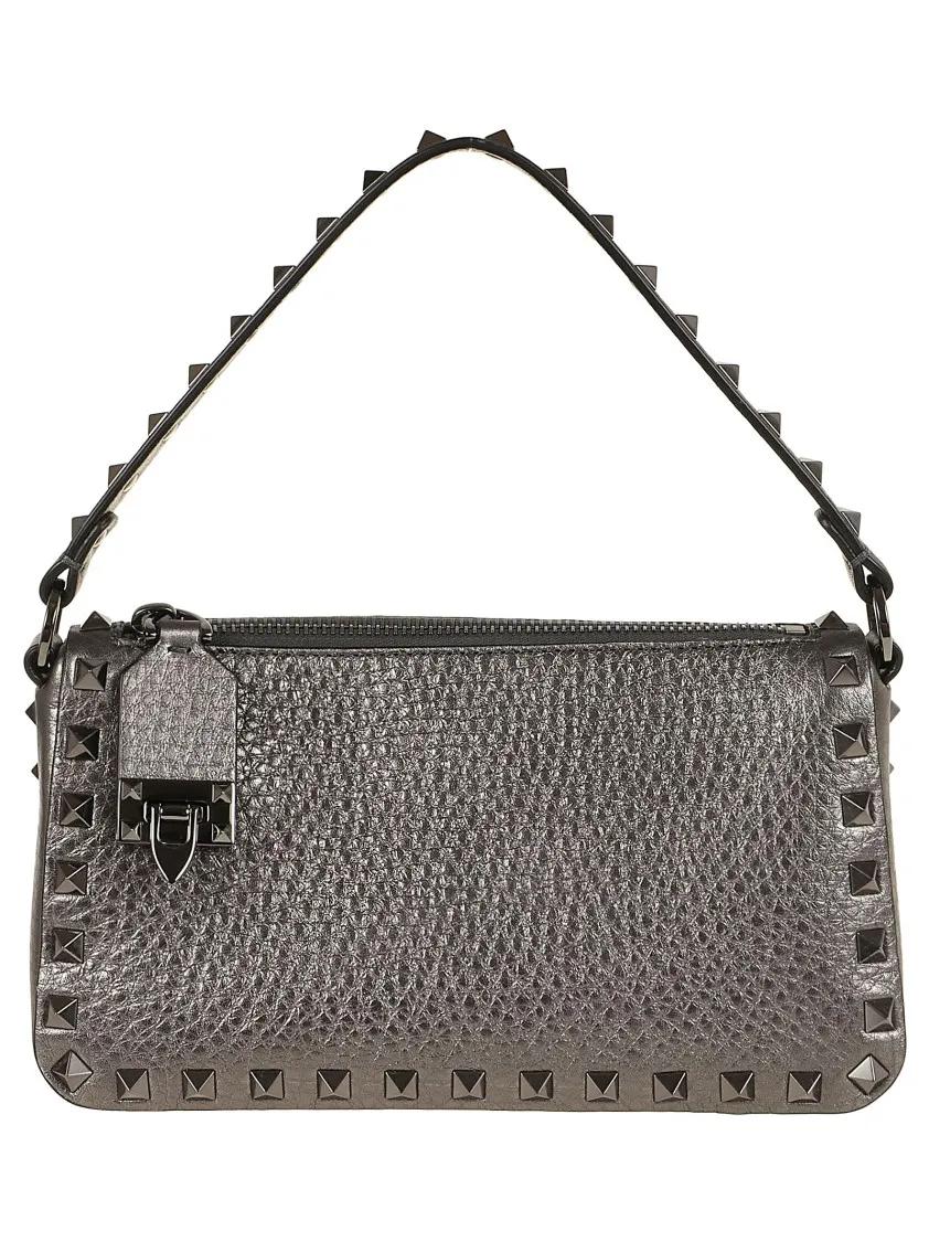 Valentino Small Rockstud Shoulder Bag Grey Schultertasche