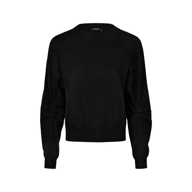 Marc Aurel Pullover Pullover mit Falten-Details schwarz