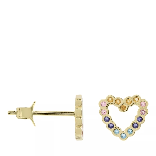 Anna + Nina Single Eclectic Heart Stud Earring Multicolor Ohrstecker