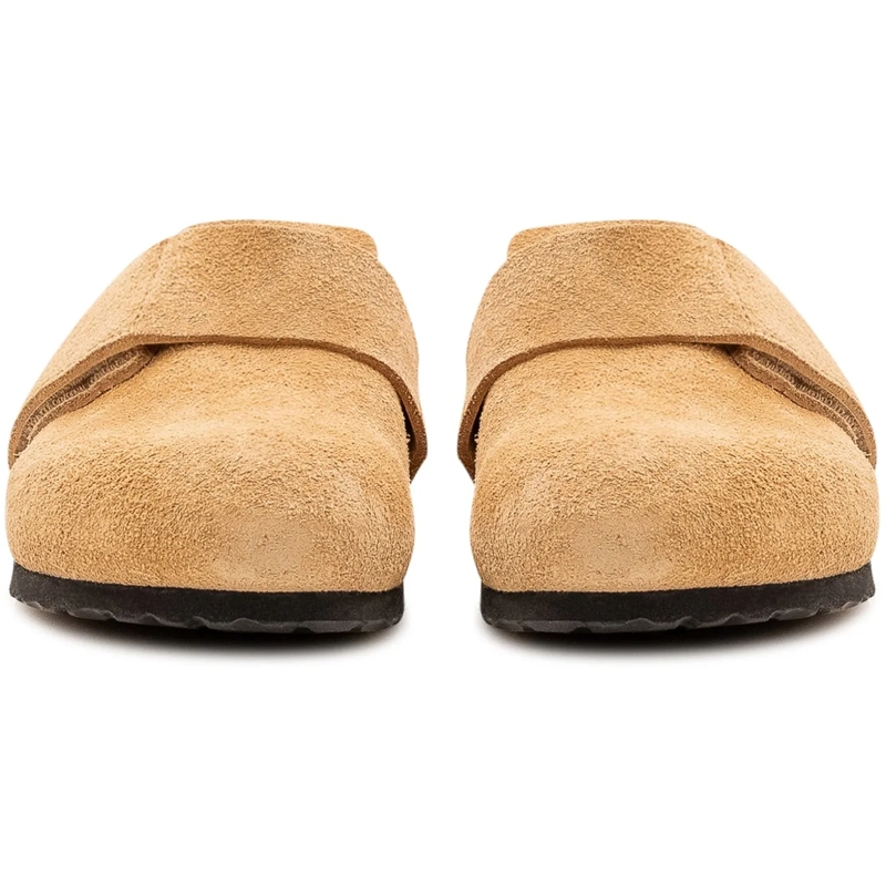Birkenstock Slides Sabot in Pelle Scamosciata con Cinturino beige(Image 2)