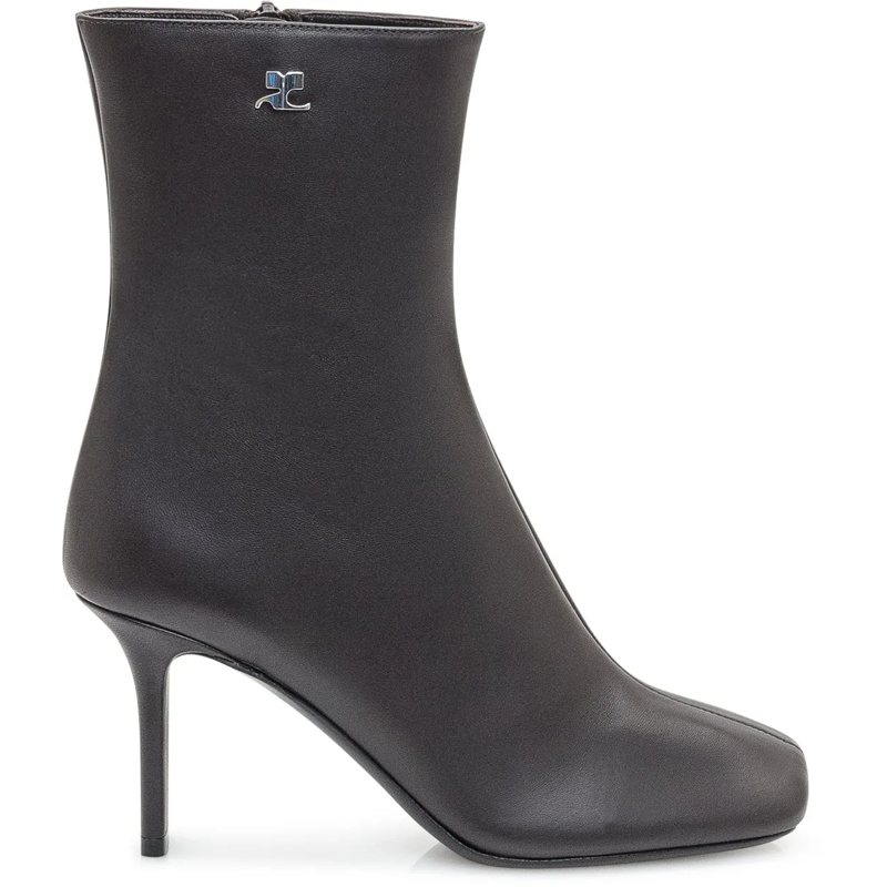 Courrèges Stiefel Courreges Stivaletti Square Toe 80 in Nappa schwarz