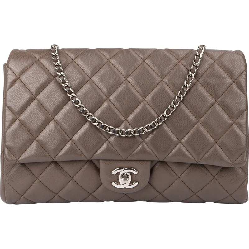 Chanel Tote Chanel Quilted Caviar Leather Single Flap Shoulder braun