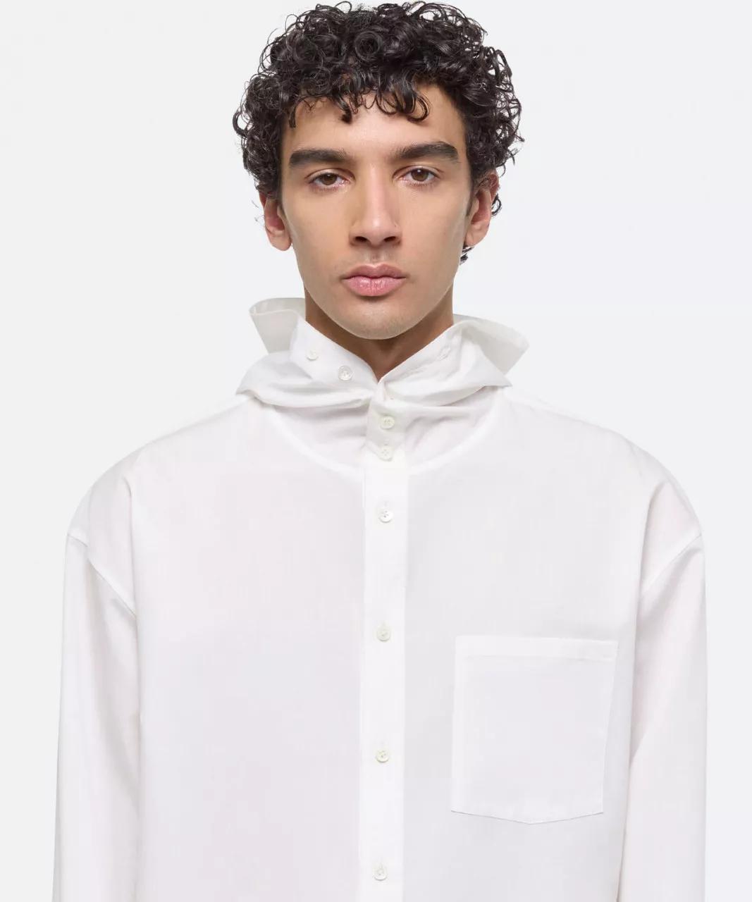 Thumbnail - Helmut Lang - HELMUT LANG Oversized, hooded Baumwollbluse - Größe L - multi
