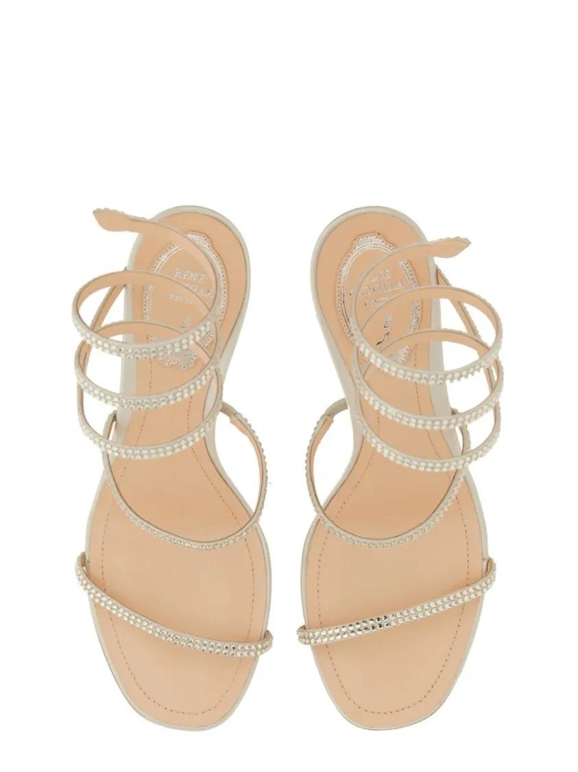 Thumbnail - René Caovilla Sandalen - Rhinestone-Embellished Satin Sandals - für Damen