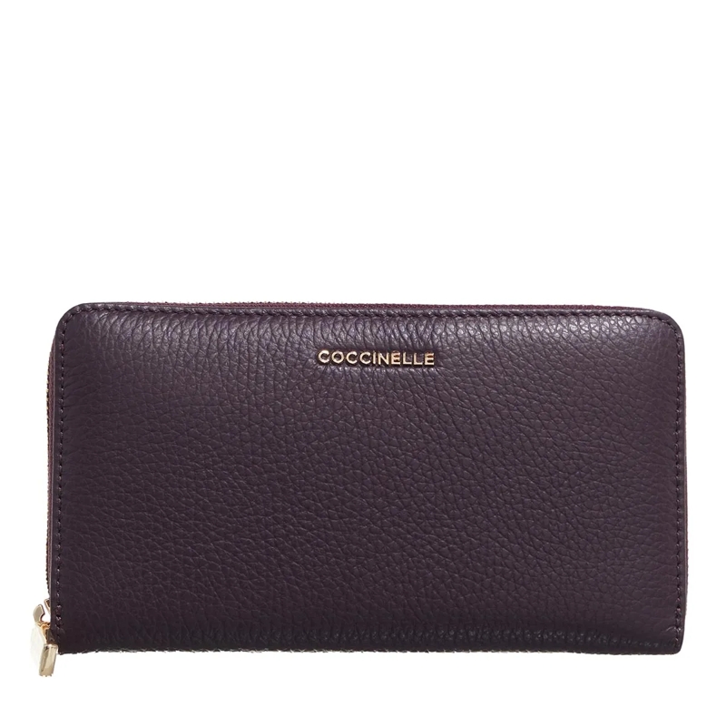 Coccinelle Portemonnaie mit Zip-Around-Reißverschluss Metallic Soft Prune