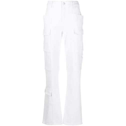 Isabel Marant Cargo Pocket Straight-Leg Denim Jeans White 