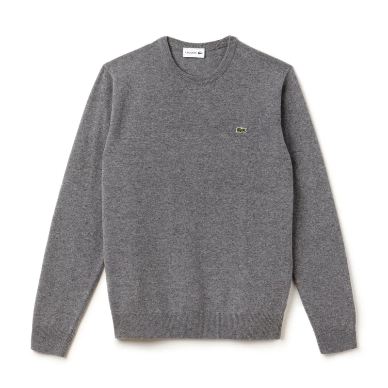 Lacoste Pull Classic Crew Neck Grey Cotton Sweater Grey