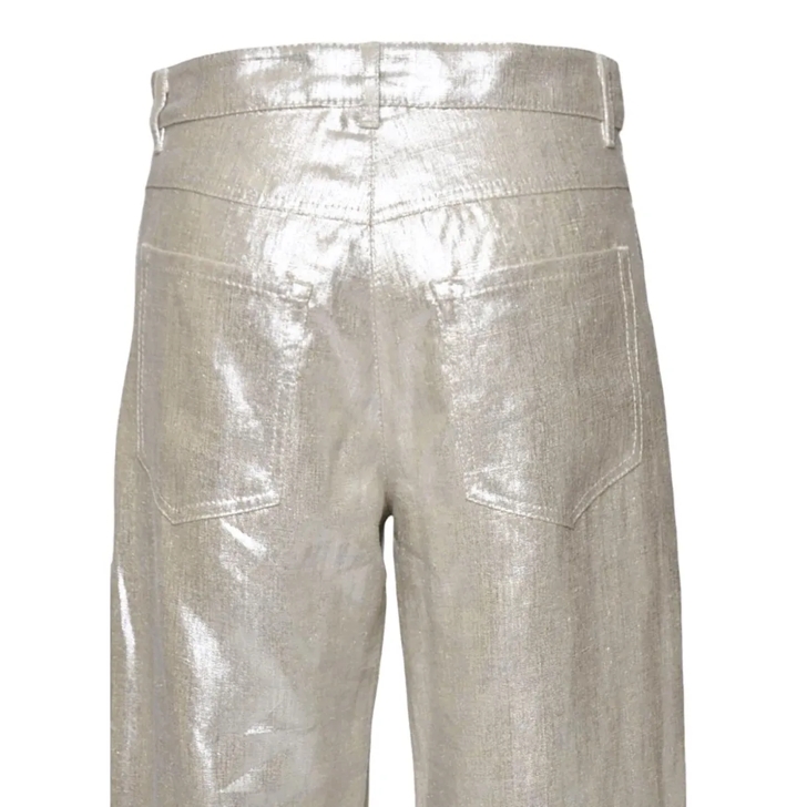 パンツ Max Mara Malika Trousers In Gold Laminated Linen Max Mara Malika Trousers In Gold Laminated Linen Gold