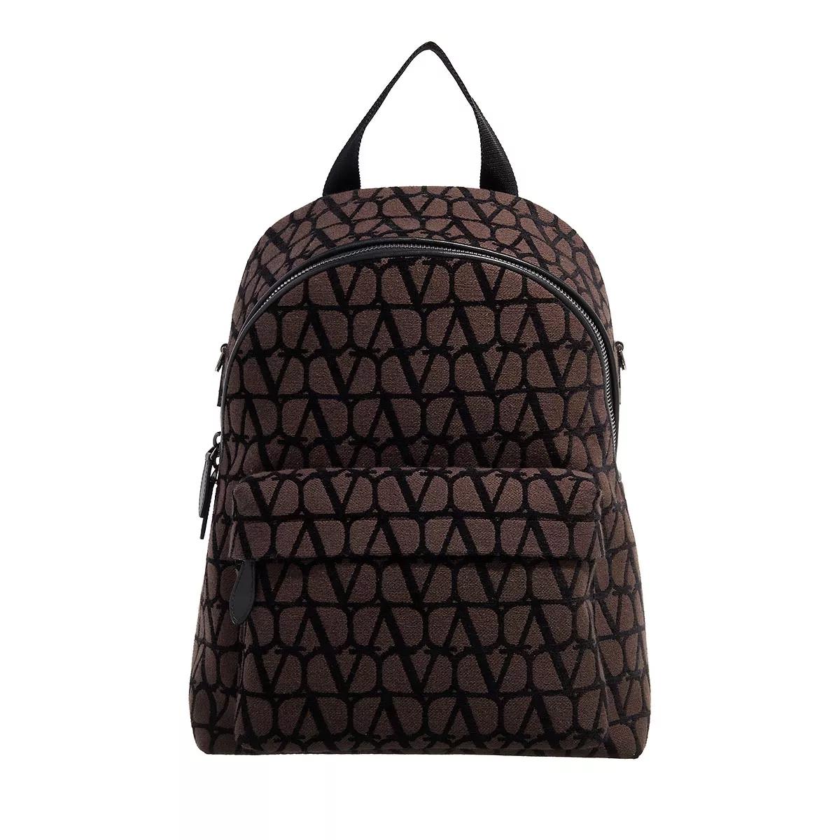 Shop Valentino Garavani Toile Iconographe Backpack With Leather Detailing