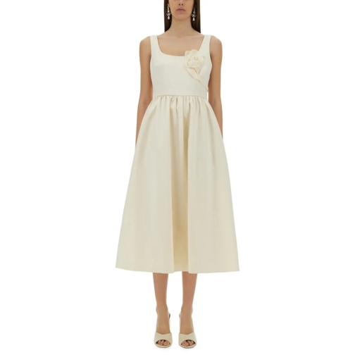 Self Portrait Midi-Kleider Midi Dress With Floral Appliqués Grey
