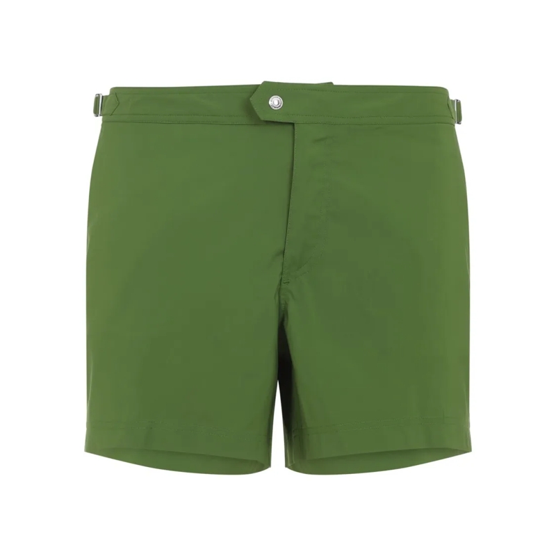 Tom Ford  Tailored Green Swim Shorts With Adjustable Side Ta Green