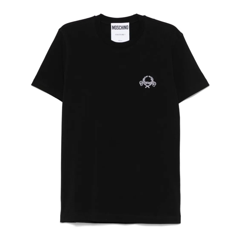 Moschino T-Shirt Short-Sleeve Black T-Shirt With Intricate Embroide Black