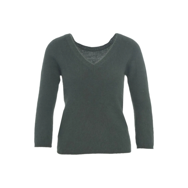 Roberto Collina Trui V-Neck Knit Sweater With Plush Texture And Straigh Grey