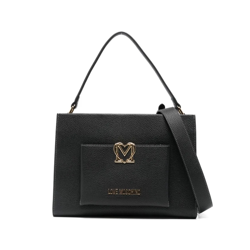 Love Moschino Schultertasche Textured Polyurethane Shoulder Bag With Gold-Tone  Black