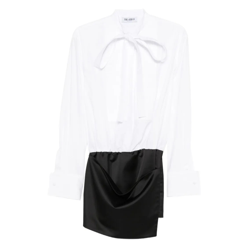 The Attico Minikleid Black And White Mini Dress White