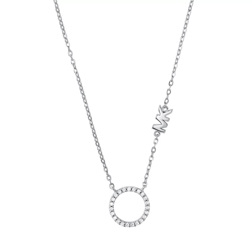 Michael Kors Sterling Silver Pavé Circle Pendant Necklace Silver Short Necklace
