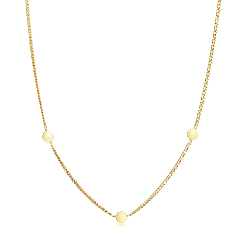 Elli Kurze Halskette Halskette Plättchen Kreis Rund Coin Boho 375 Gelbg gold