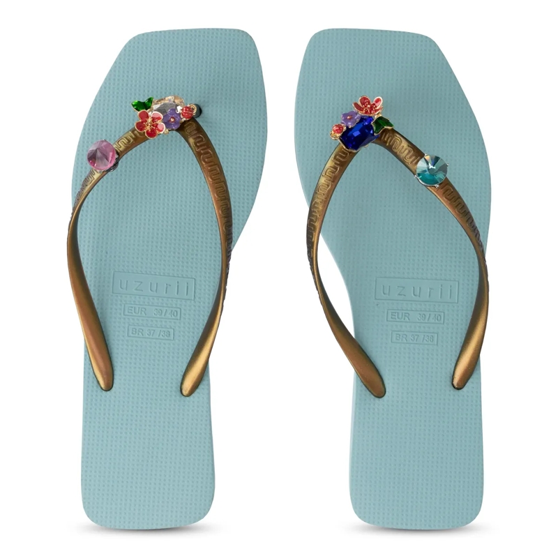 UZURII Flip Flops flip flop Flore Square ocean(Image 17)