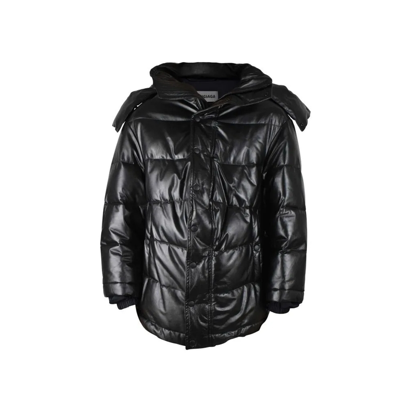 Balenciaga  Quilted Down Jacket With Removable Hood Black