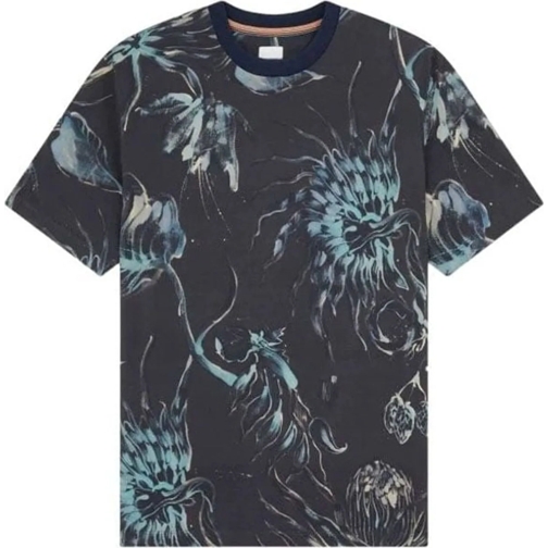 Paul Smith T-shirts T-shirt navy Print Fleurs turquoise M1R 919T NP472 mehrfarbig