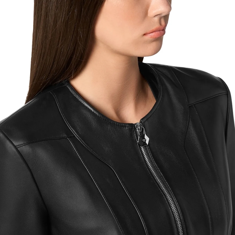 Philipp Plein Lederjacke Leder Biker-Jacke schwarz(Image 5)