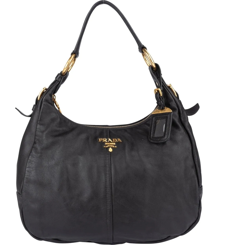 Prada Tote Prada Black Leather Hobo Bag schwarz