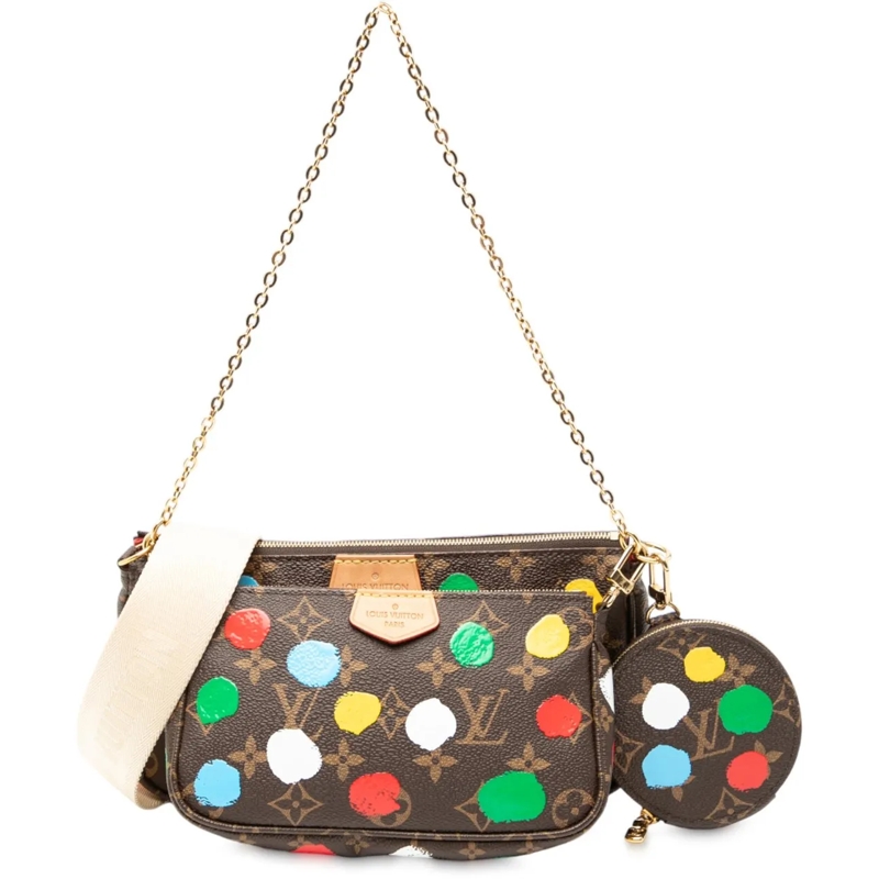 Louis Vuitton Schultertasche Yayoi Kusama Monogram Painted Dots Multi Pochette  braun