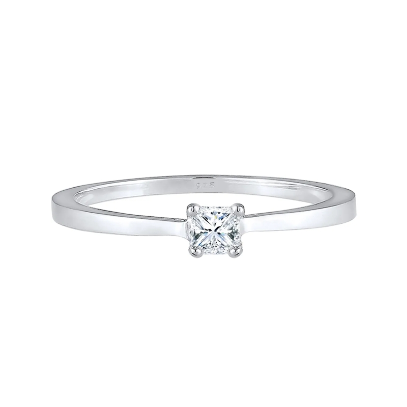 Elli Diamantring Ring Princess Cut Verlobung Diamant 0.1 ct. 925 Si silber(Image 2)