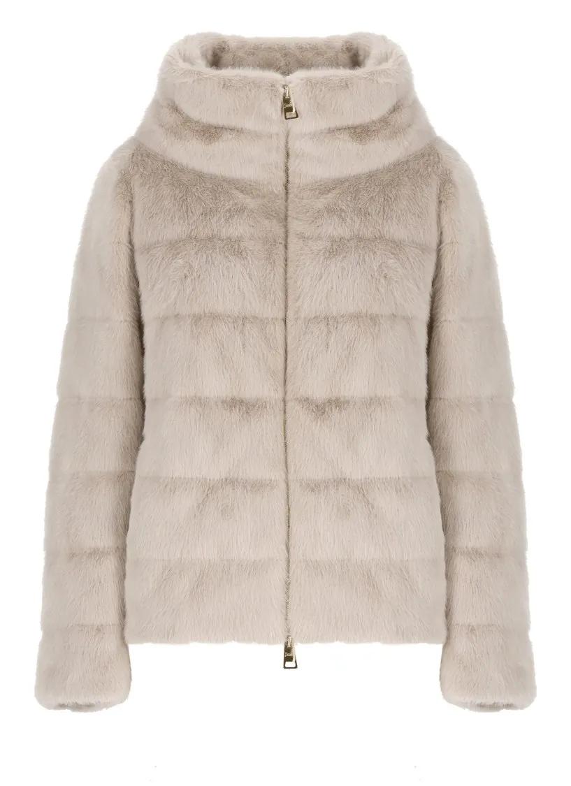 Herno - Down Jacket With Faux Fur - Größe 44 - beige