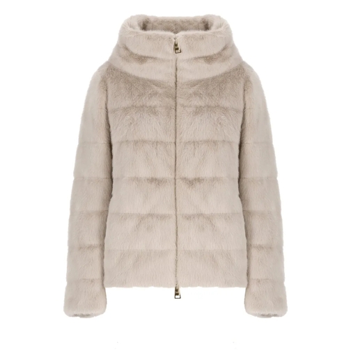 Herno Overgangsjas Down Jacket With Faux Fur Neutrals