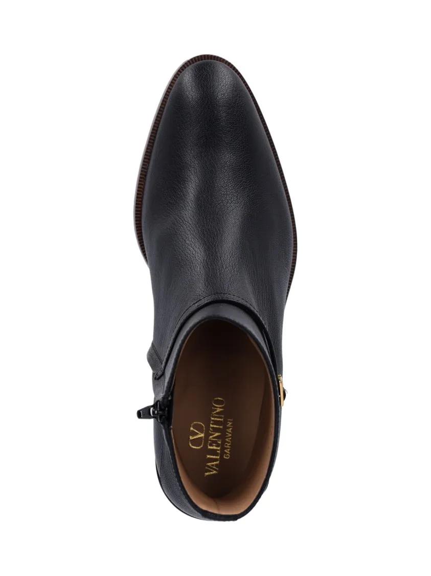 Thumbnail - Valentino Garavani Stiefel - Pat' Leather Ankle Boots – Black - Gr. 43,5 (EU) - in Schwarz - für Damen