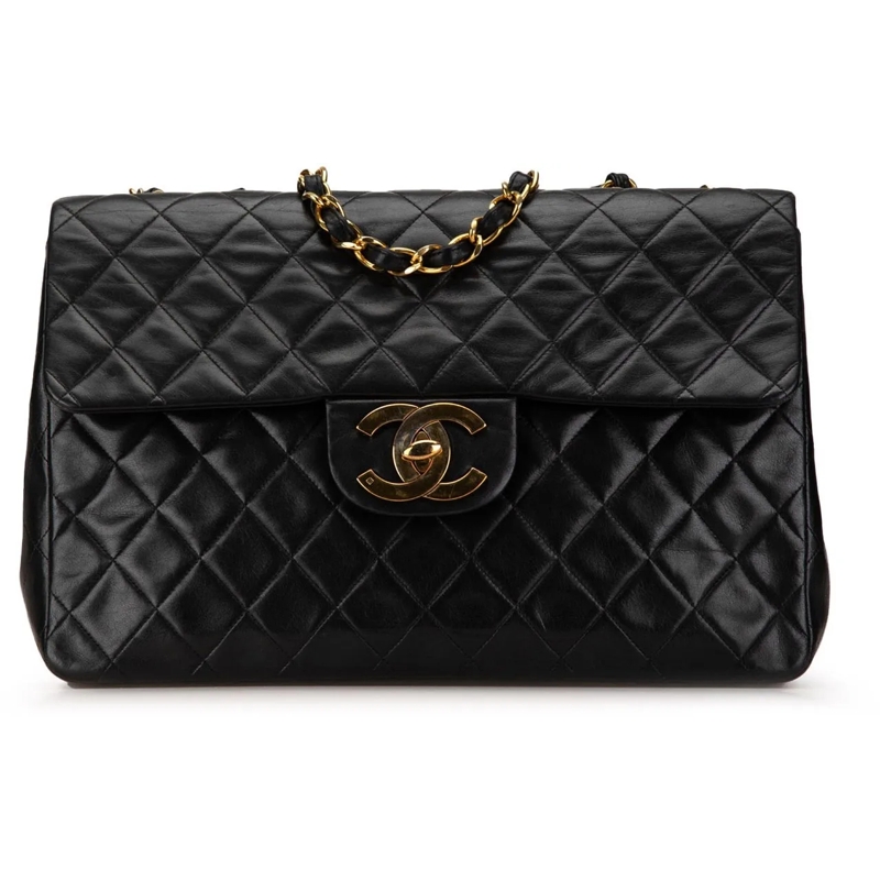 Chanel Sac à bandoulière Maxi XL Classic Lambskin Single Flap schwarz
