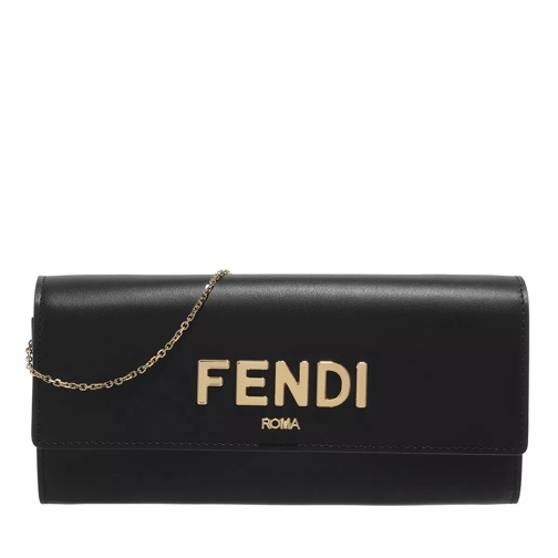 Fendi Wallet With Short Metal Chain Black Portemonnee Aan Een Ketting