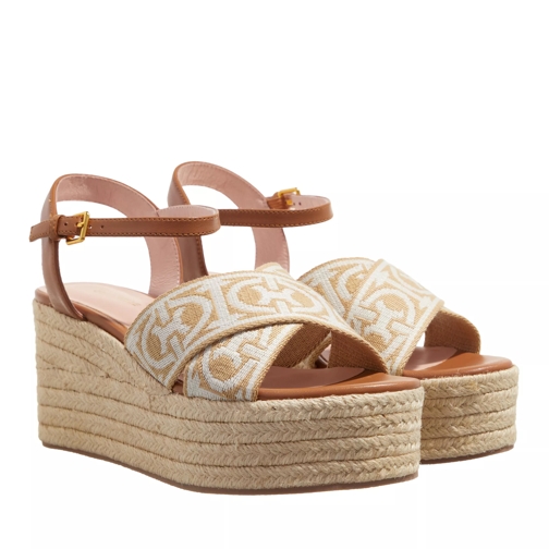 Coccinelle Wedge Smooth Leather Cuir/Natur-Ecru Riemchensandale