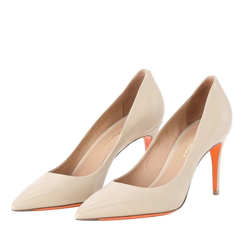 Santoni Pumps Pumps aus Glattleder Beige