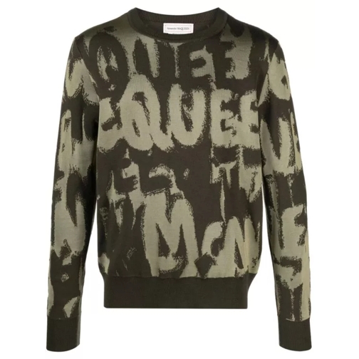 Alexander McQueen Green Grafitti Jacquard Sweater Green 