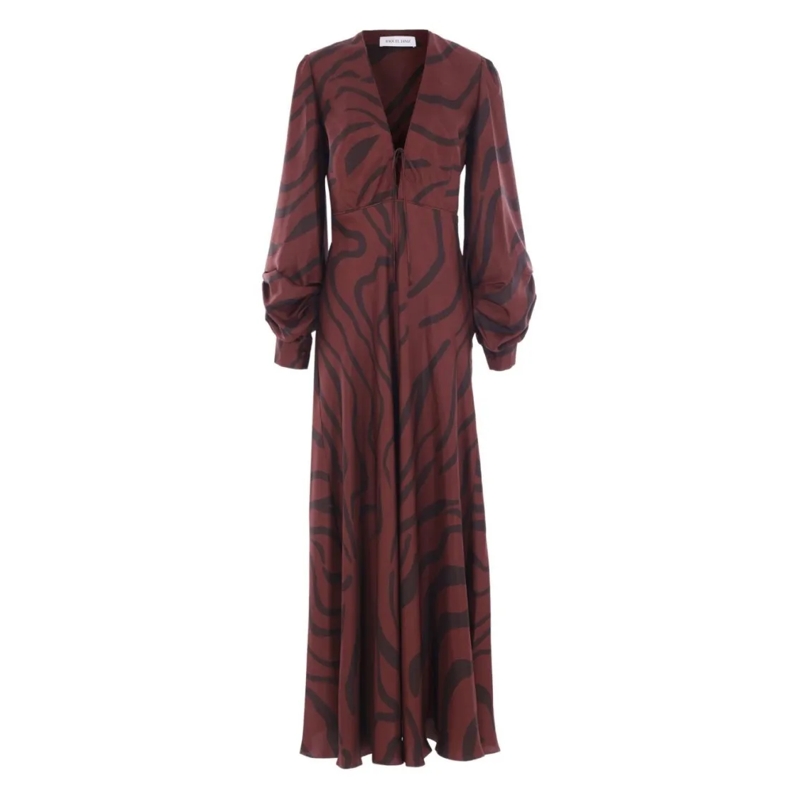 RAQUEL DINIZ Midi-jurk Silk Midi Dress With Deep V-Neckline Black