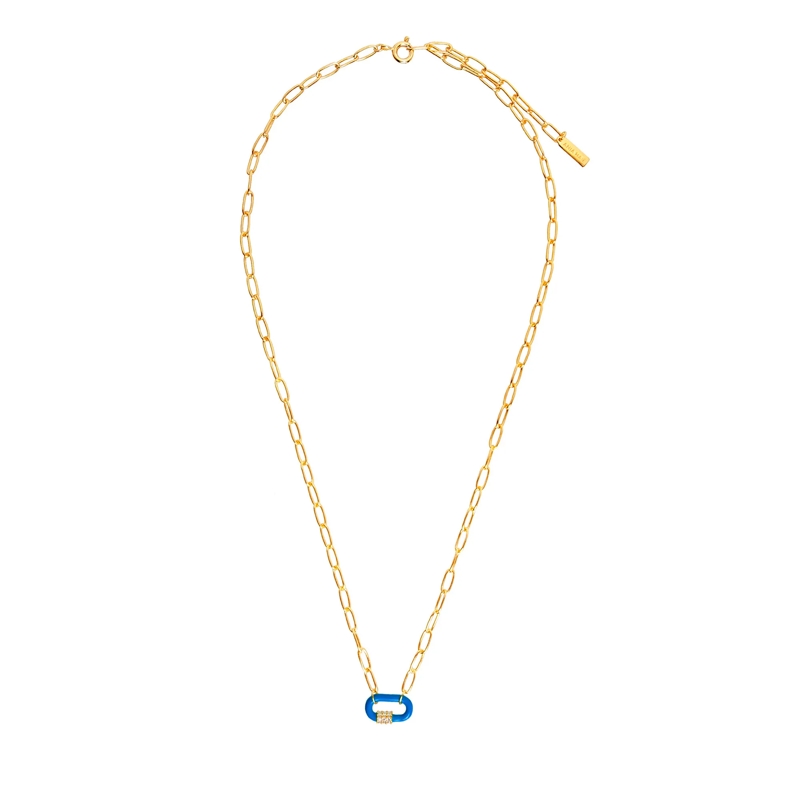 Ania Haie Mittellange Halskette 925er Sterlingsilber Neon Blue Carabiner blau(Image 2)