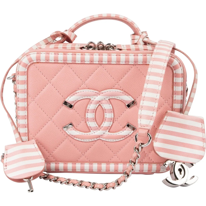 Chanel Tote Chanel Pink Caviar Leather Small CC Filigree Cross rot