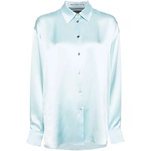 Alexander Wang Tulle-Panel Silk Shirt Blue 