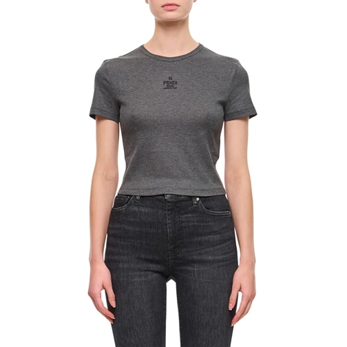 Fendi T-shirts Ribbed Fendi T-Shirt Grey