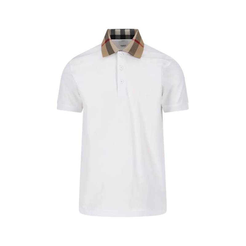 Burberry Polo shirt Check Collar Polo Shirt, In White Cotton White