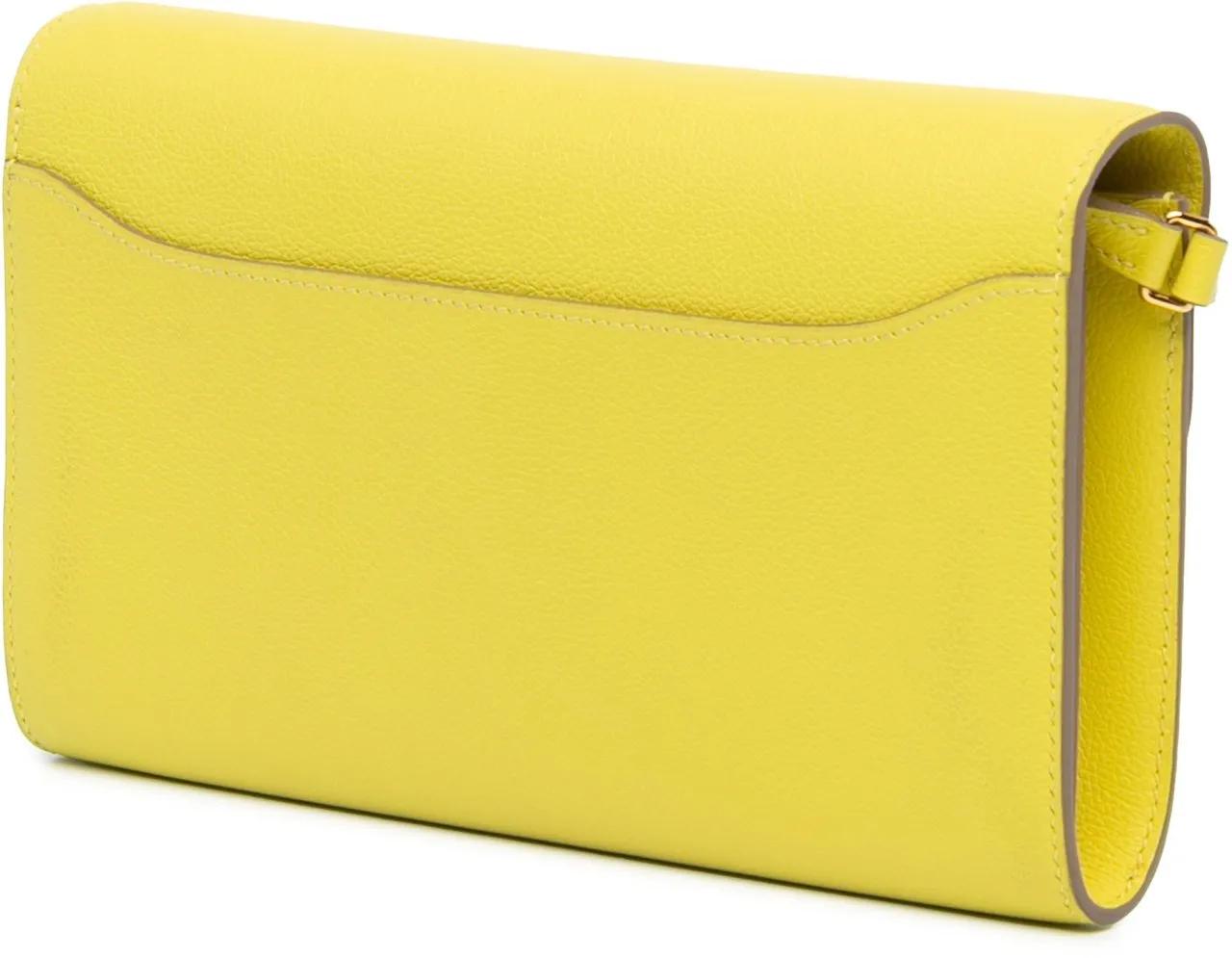 Hermès Hobo bags 2022 Evercolor Constance Wallet To Go in geel