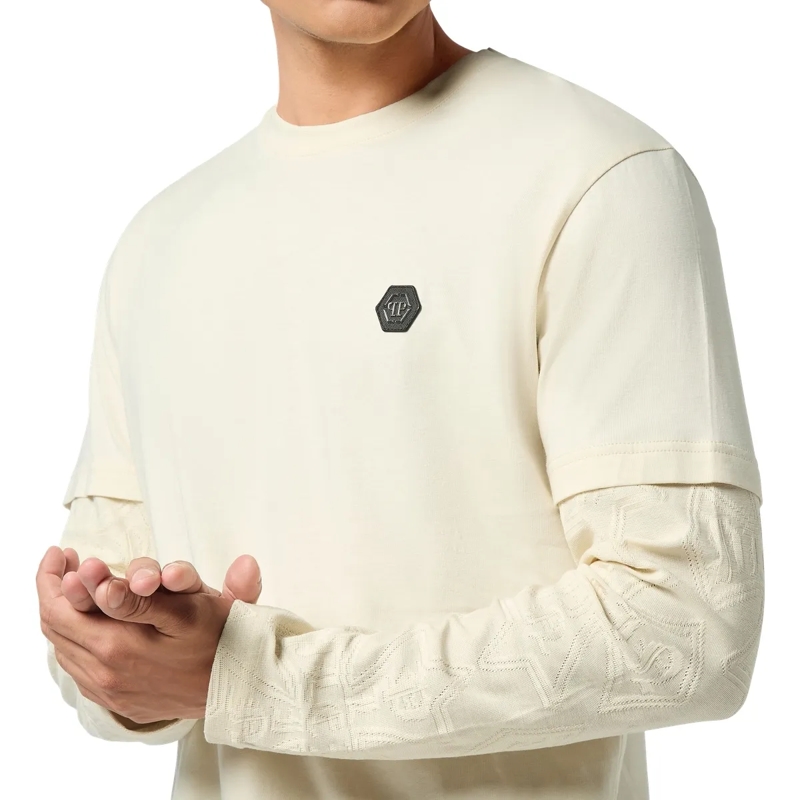 Philipp Plein T-Shirt T-Shirt Rundhalsausschnitt Ls Crest beige(Image 5)