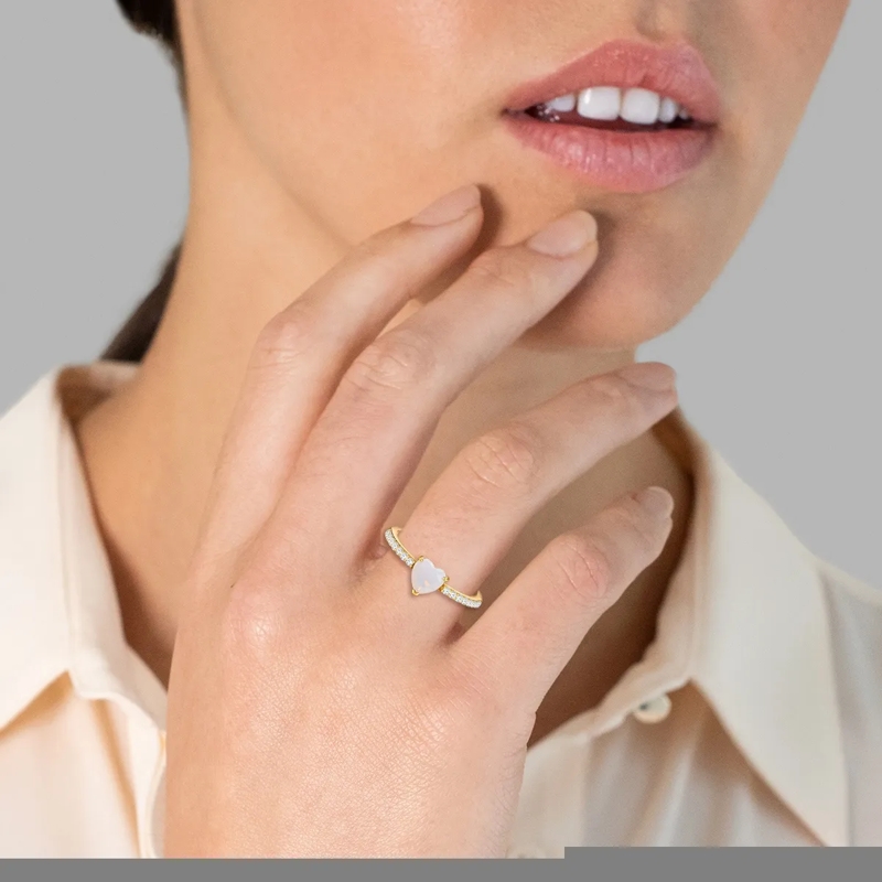 Glanzstücke München Ring Sterling Silber Ring Mondstein (synth.) Herz gold(Image 2)