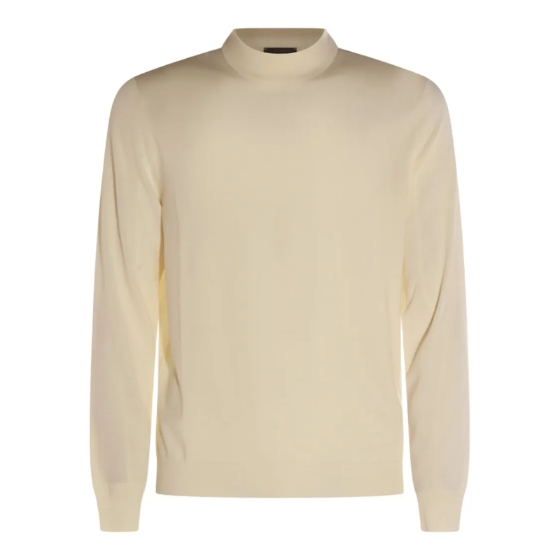 Zanone Pullover Ribbed Mock Neck Sweater Neutrals