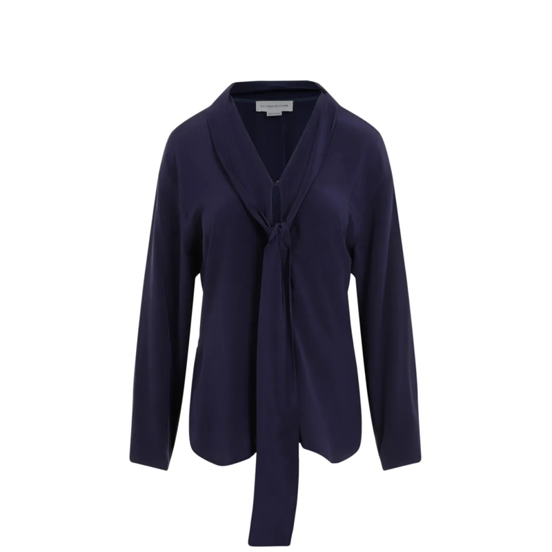 Victoria Beckham Hemd Silk Shirt With Tie Detail Blue