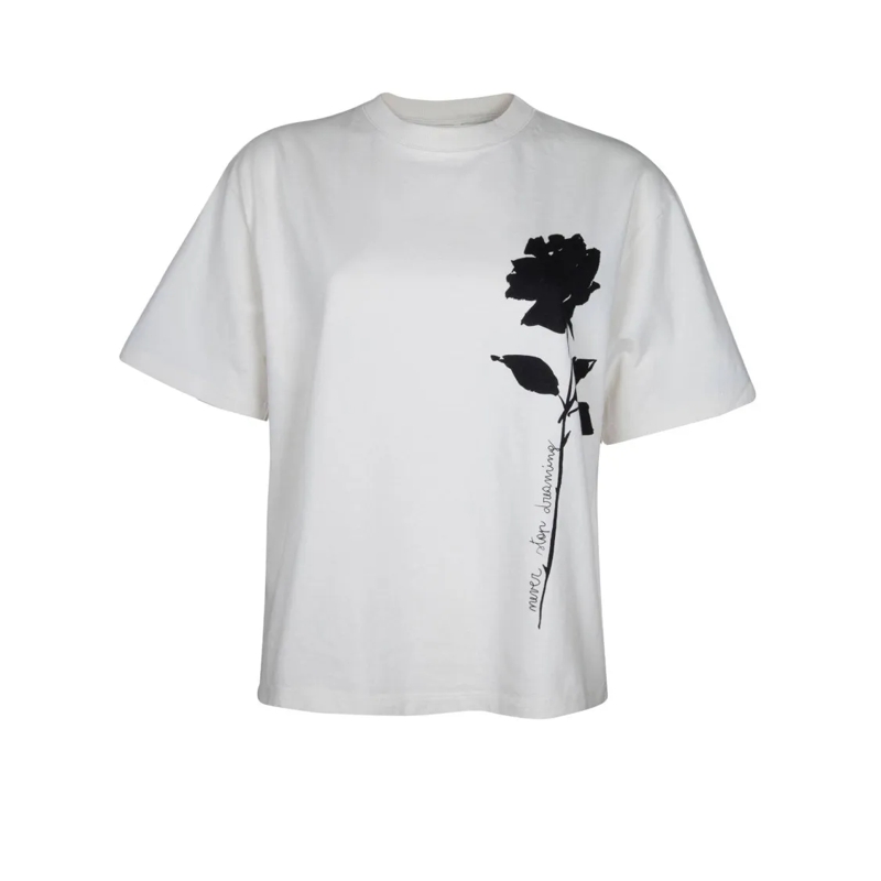 Golden Goose T-shirt Oversize T-Shirt mit Print Creme